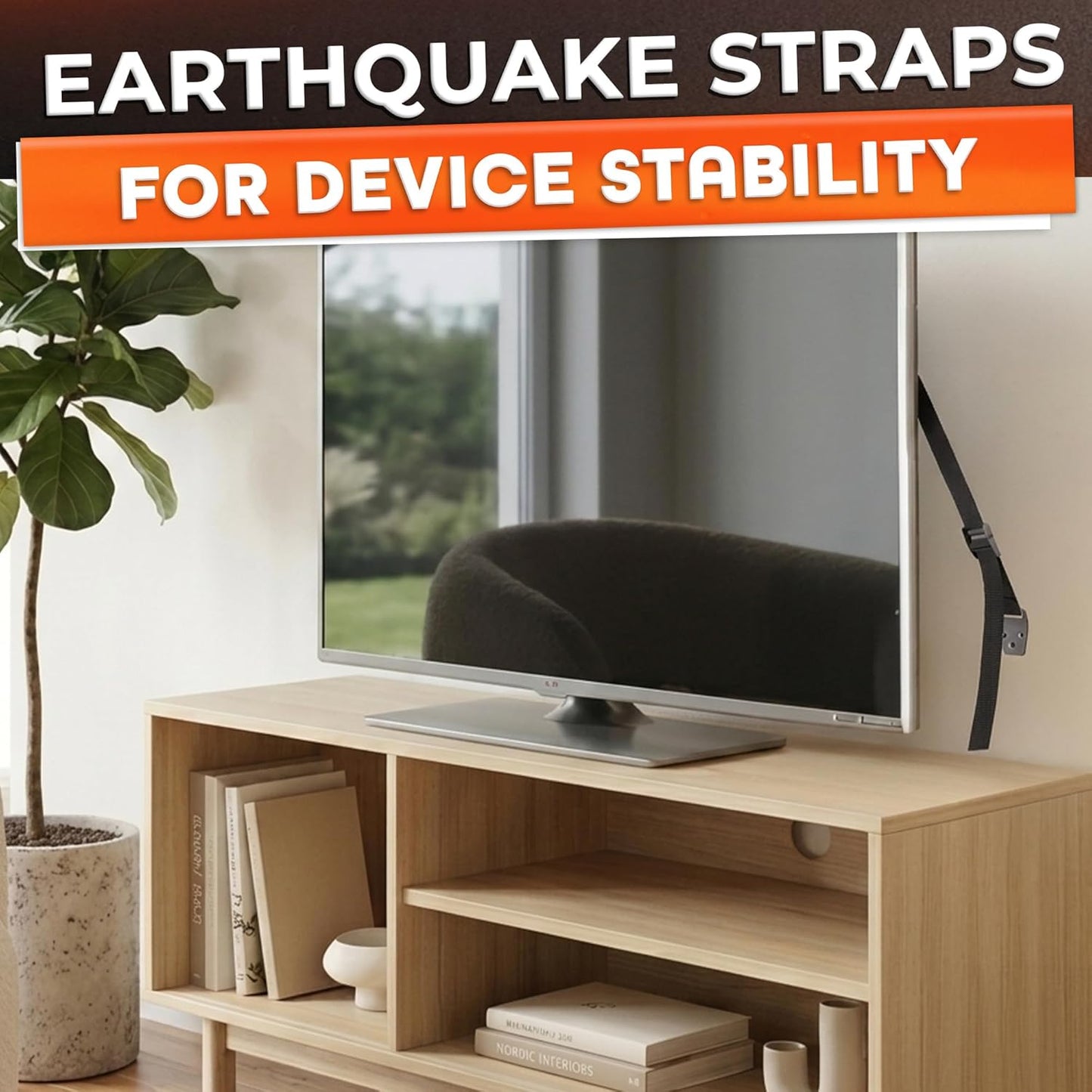 TV Safety Straps for Flat Screen, Anti-Tip, Adjustable 19 to 39 In | Wall Anchor Straps Hold Big Screen TVs Up to 330 Lbs - Flexible Nylon, Wear-Resistant, and Easy Setup for Furniture Anchoring