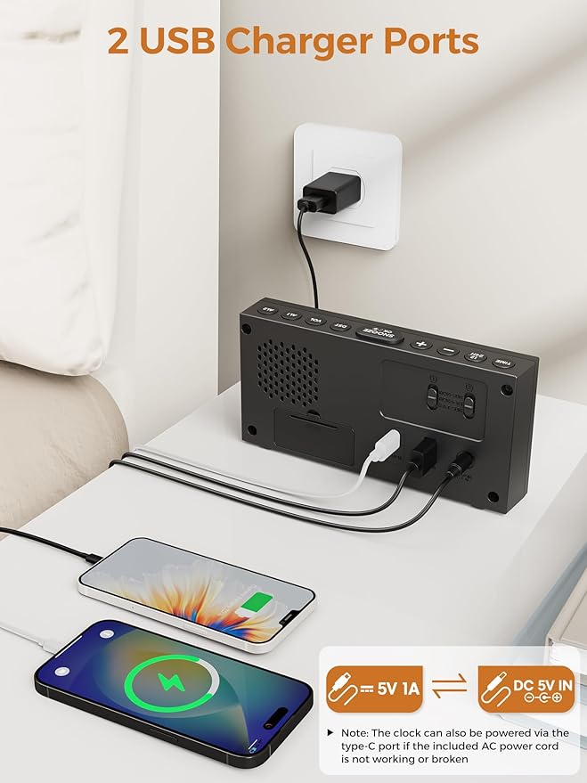 PPLEE Alarm Clock for Bedroom, Upgrade Digital Clock Large Bold Number - Image 5
