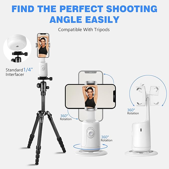 Auto Face Tracking Tripod, 360° Rotation Face Body Phone Camera Mount Smart - Image 7