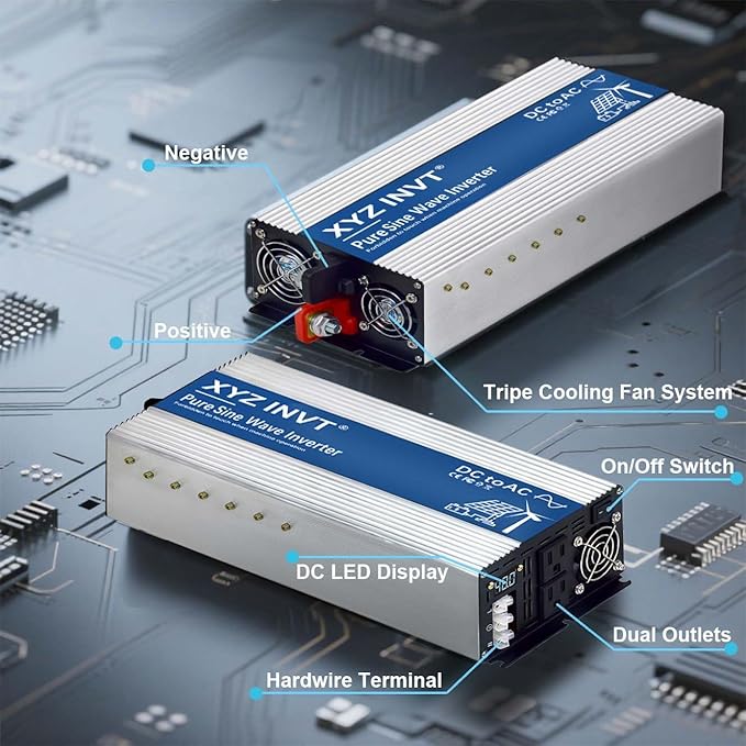 XYZ INVT 3500W Pure Sine Wave Inverter 48V to 120V AC, 7000W Peak Power - Image 2