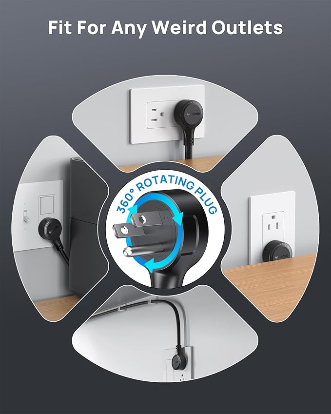 TROND 360° Rotating Flat Plug, Surge Protector Power Strip, 13AC Widely Spaced - Image 3