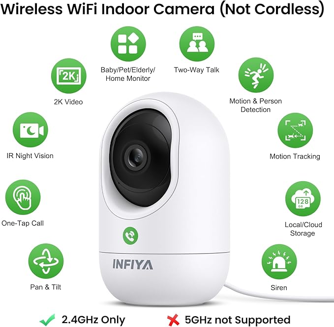 INFIYA 2K Baby Camera-WiFi Home Security Cameras Indoor via One-Tap Call - Image 2