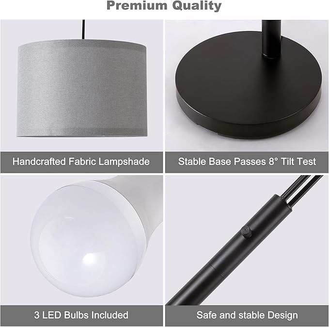 Fansdrick Floor lamp with Remote, 3 Light Arc Floor Lamps - Image 8