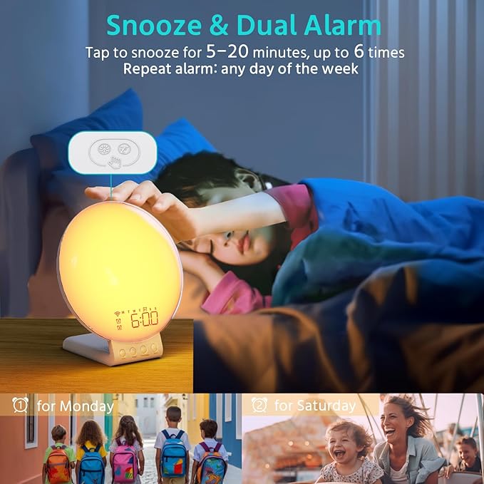 MOMILLA Sunrise Alarm Clock, 3 in 1 Wireless Charging Station, Smart App - Image 5