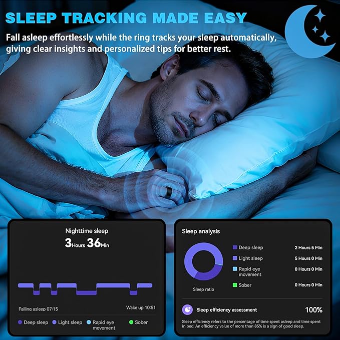 S SECRETTOP Smart Health Ring for Men Women, Fitness Tracker Ring - Image 3