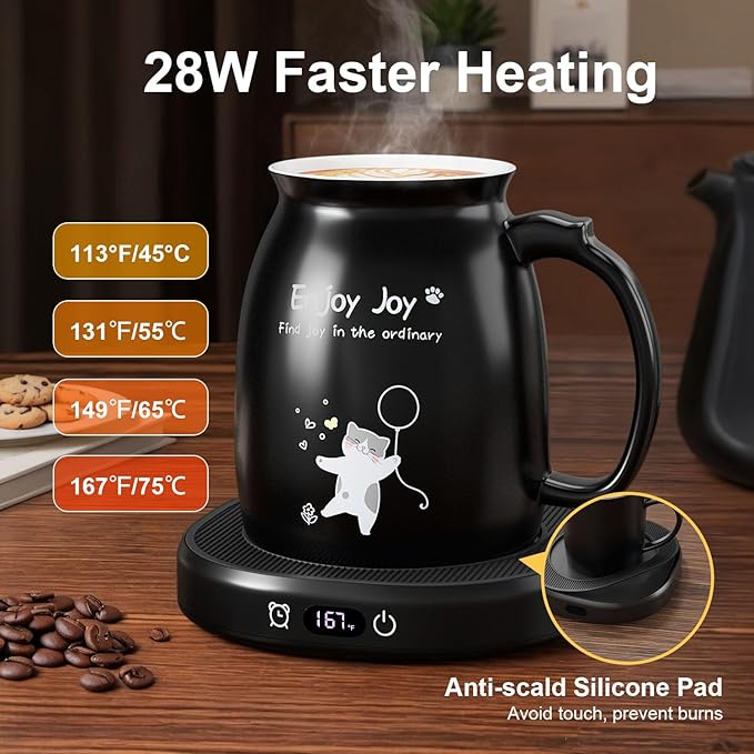 Coffee Mug Warmer with Cute Cat Mug Set, 8 Hour Auto Shut Off Cup Warmer - Image 2