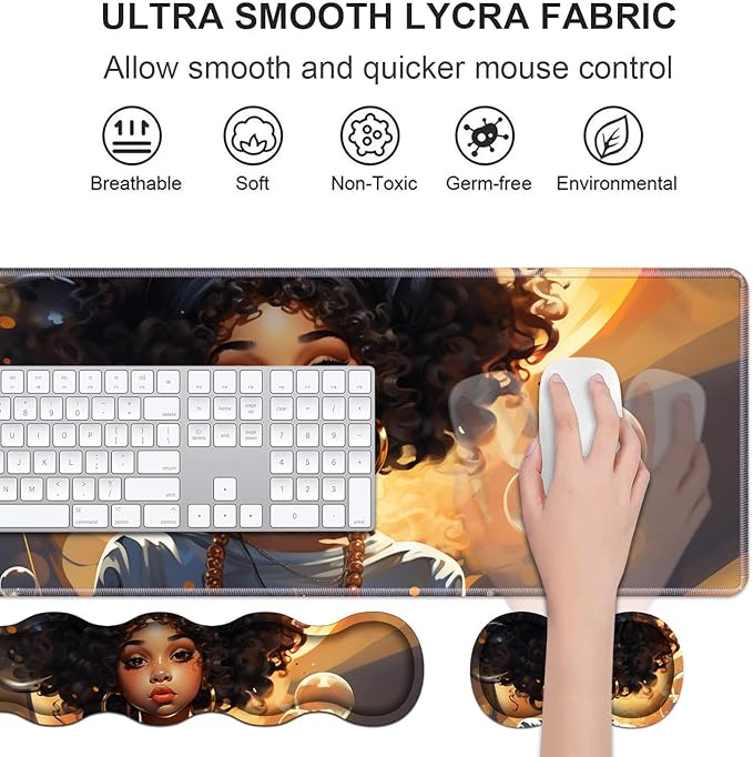 Ergonomic Keyboard Wrist Rest & Mouse Pad Wrist Rest Set, Large XXL Gaming Desk - Image 3