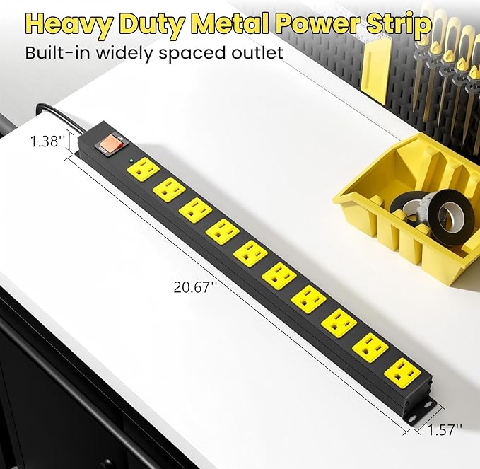 10 Outlet Metal Power Strip - Image 4