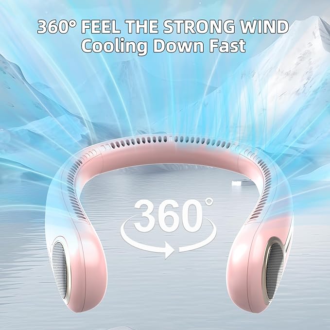 Portable Neck Fan, Hands Free Personal Wearable Bladeless Fan, 6000mAh USB - Image 2