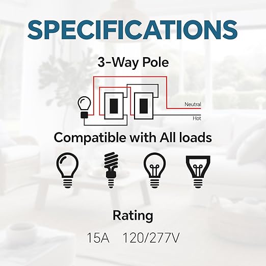 ThunderWay 3 Way Matte White Light Switch - Image 7