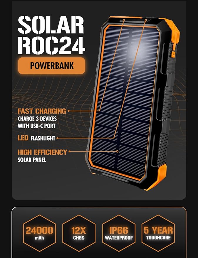 ToughTested Solar Power Bank 24000mAh, Fast Charging Portable Charger External - Image 2