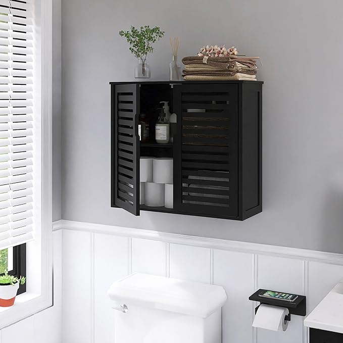 HITNET Black Bathroom Storage Cabinet, Hanging Medicine Cabinet - Image 2