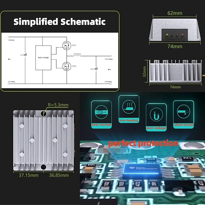 DC-DC 20A 240W Power Converters 48V 36V Step Down to 12V Converter Golf Cart - Image 5