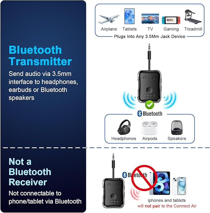 Premium Bluetooth 5.4 Transmitter, Airplane Wireless Adapter, Supports 2 - Image 7