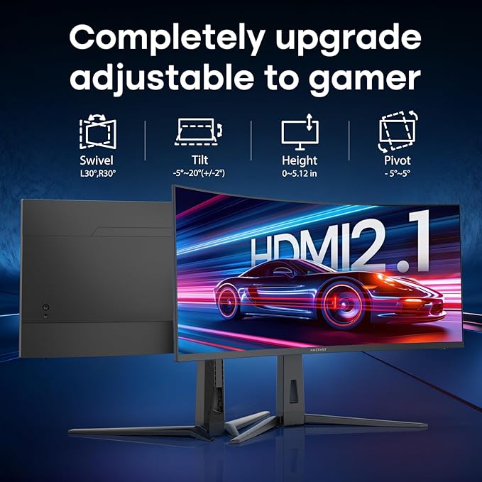Amzfast 34 Inch 200Hz UltraWide Curved WQHD 3440x1440 Gaming Monitor, 1ms - Image 7
