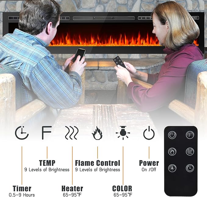 CharaVector 100 inch 750W/1500W Electric Fireplace Inserts - Image 6