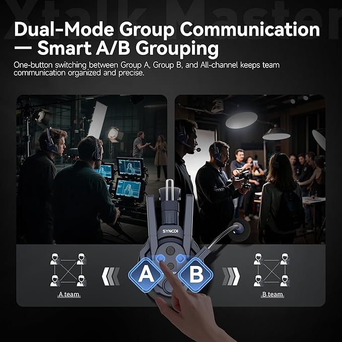 SYNCO Xtalk Master Wireless Intercom Headset System, 2 Person 2.4GHz - Image 6