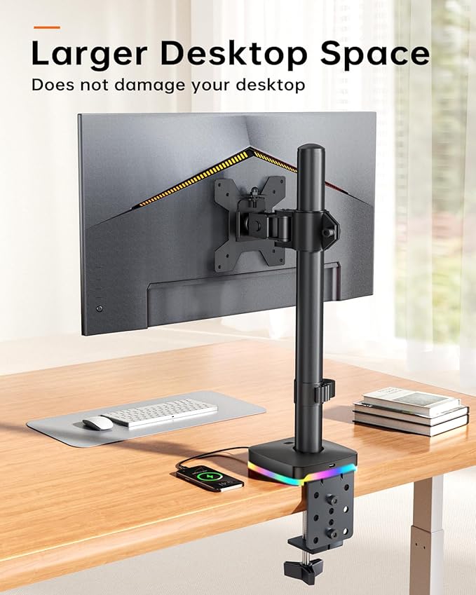 RGB Single Monitor Desk Mount, Monitor Arm - Image 9