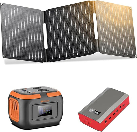 Portable Power Station with Foldable Solar Panel Charger 30W, 120W Camping by ZeroKor