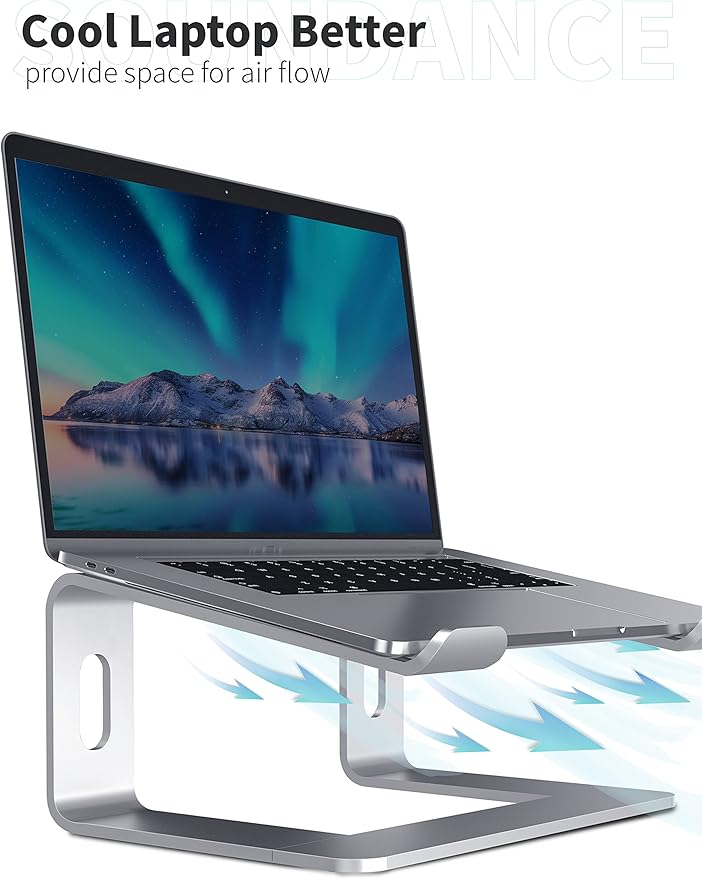SOUNDANCE Laptop Stand, Aluminum Computer Riser, Ergonomic Laptops Elevator - Image 4