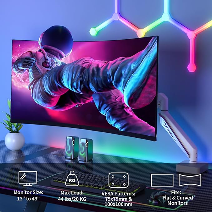 Heavy Duty Monitor Arm for Ultrawide Screen up to 49 inches, 44 lbs, Gas Spring - Image 2
