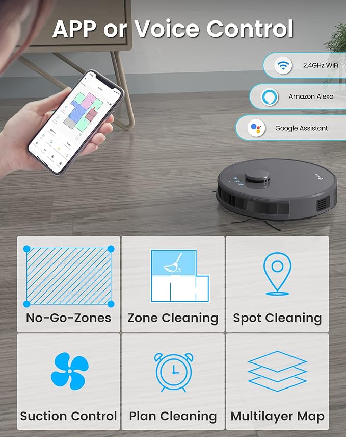 Lefant Robot Vacuum, 2200Pa Suction, 120 Min Runtime, Self-Charging Robotic - Image 4