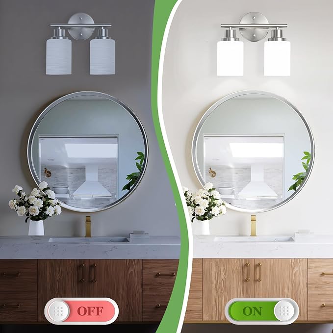 Guliaofo 2-Light Vanity Lights, Brushed Nickel Bathroom Light Fixture - Image 5