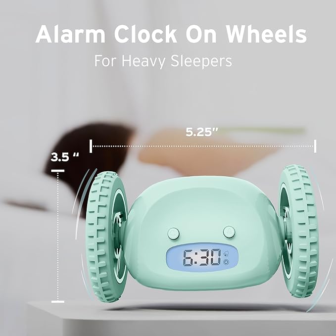 CLOCKY Extra Loud Alarm Clock for Heavy Sleepers on Wheels Rolls Runs Away - Image 2