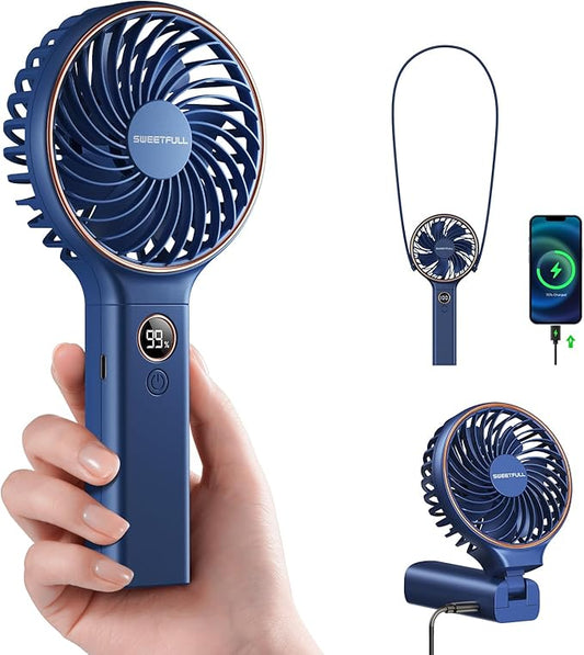 SWEETFULL Handheld Portable Fan, 5000mAh Rechargeable Battery, 6 Speed Wind by SweetFull%C2%AE