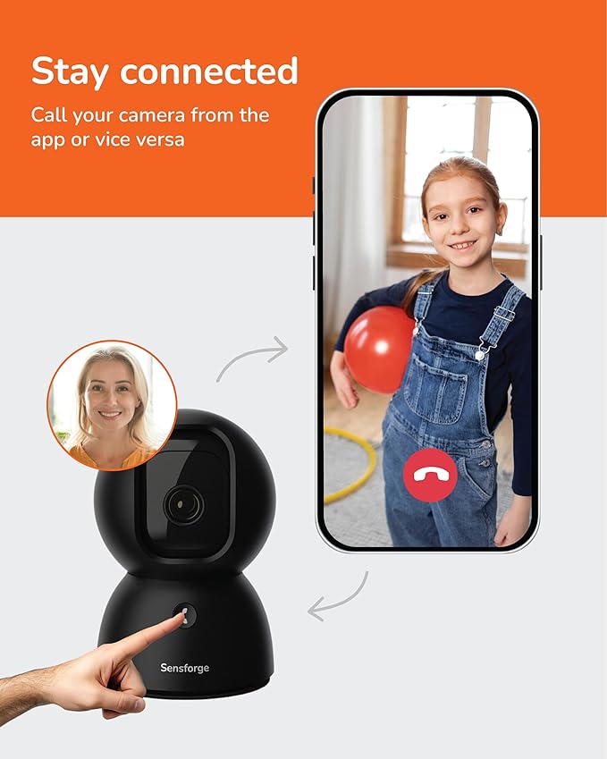 Sensforge 2.5K Black Indoor Pan-Tilt Dome Security Camera, AI Human & Pet - Image 9