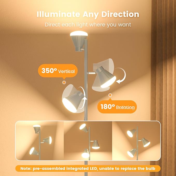 SIBRILLE 36W LED Tree Floor Lamp, Dimmable Tall Standing Lamp - Image 5