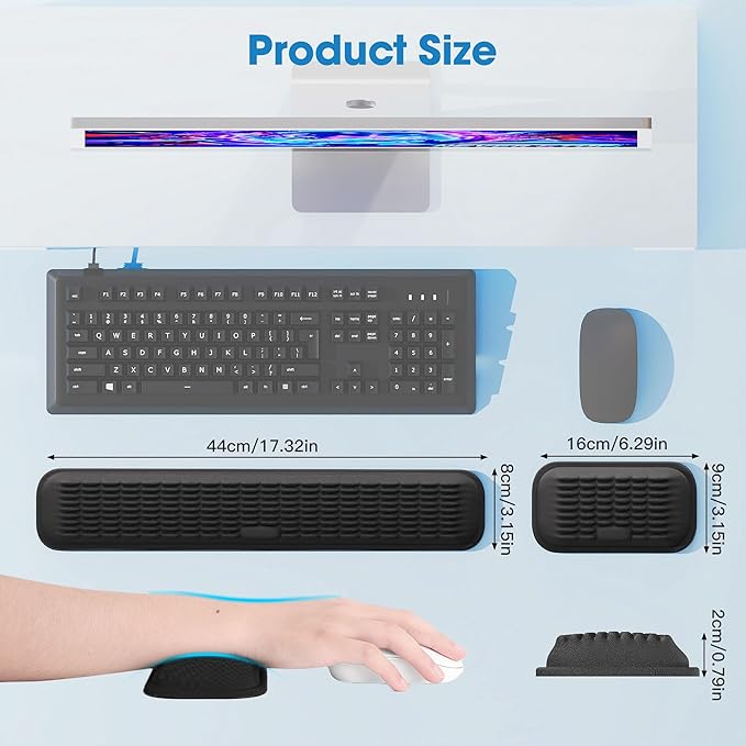 MEKASS Ergonomic Wrist Rest for Keyboard and Mouse, Soft Memory Foam Keyboard - Image 5