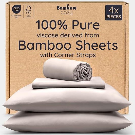 Bambaw California King Cooling Sheets Set 4pcs – 100% Viscose Derived from by Bambaw