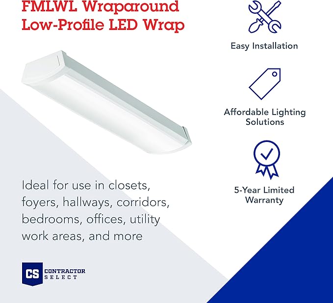 Lithonia Lighting 2 Foot LED Light Fixture, Low-Profile LED Wraparound Flush - Image 2