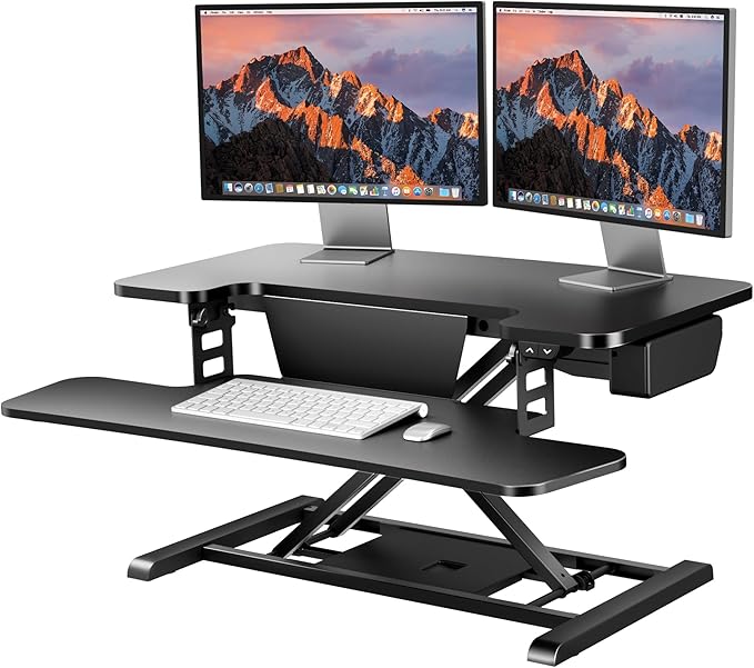 SANODESK 32" Electric Standing Desk Converter, Height Adjustable Riser by sanodesk