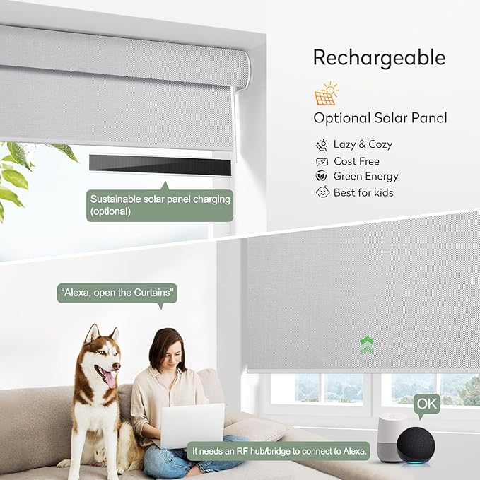 Zshine Motorized Blackout Window Blinds Customize Width Remote Control Wireless - Image 5