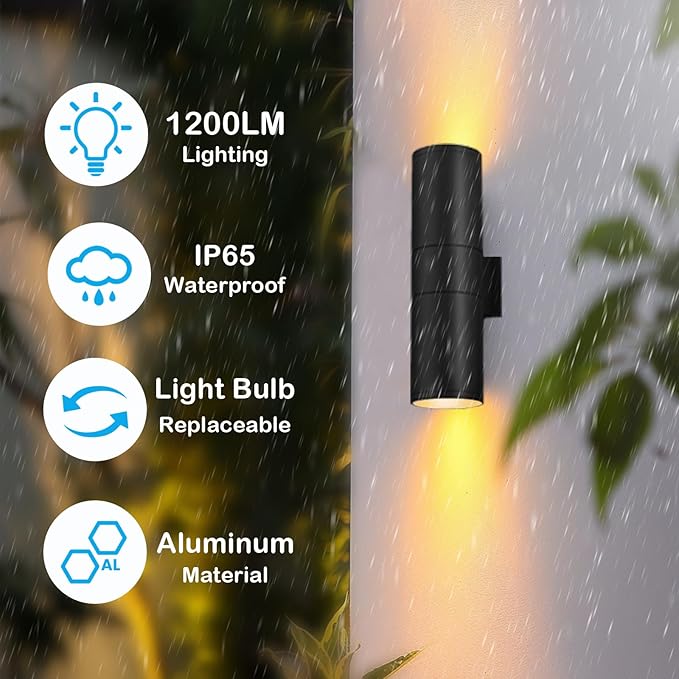 wowlite RGB Up and Down Lights Outdoor Wall Sconce 4 Pack, Smart Color Changing - Image 7