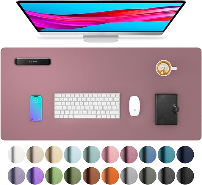 Aothia Leather Desk Pad Protector, Mouse Pad, Office Desk Mat, 31.5" x 15.7" by AothiaSimpleNaturalUnique