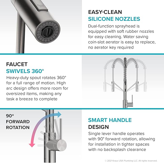 KRAUS Oletto Commercial Style Single Handle Pull Down Kitchen Faucet - Image 10