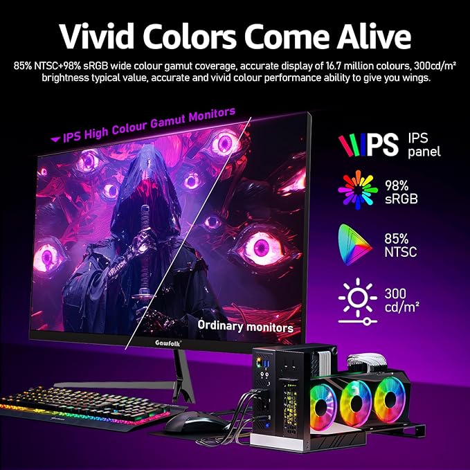 Gawfolk Gaming Monitor 27 inch QHD IPS, PC Screen 120Hz 2K, Ultra-Thin Zero - Image 2
