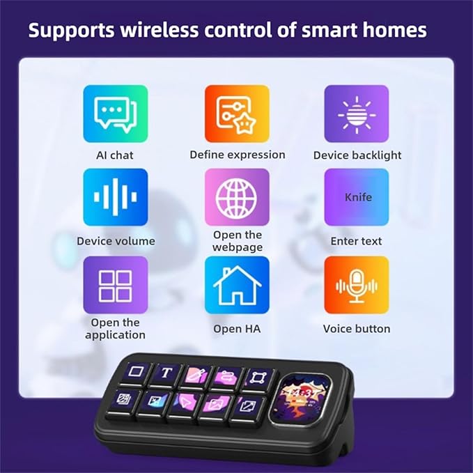 Yunseity AI Voice Control Panel, 10 LCD Mechanical Buttons - Image 2
