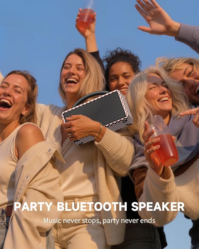 DINDIN Portable Bluetooth Speaker: 80W, 20H Playtime, Loud Wireless Wood - Image 4