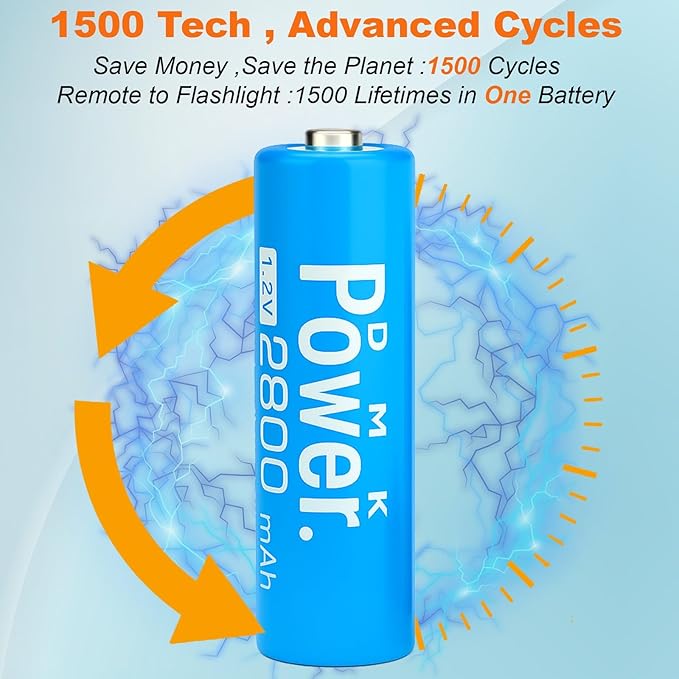 DMK POWER Rechargeable High Capacity Batteries 1.2V NiMH Low Self Discharge) - Image 3