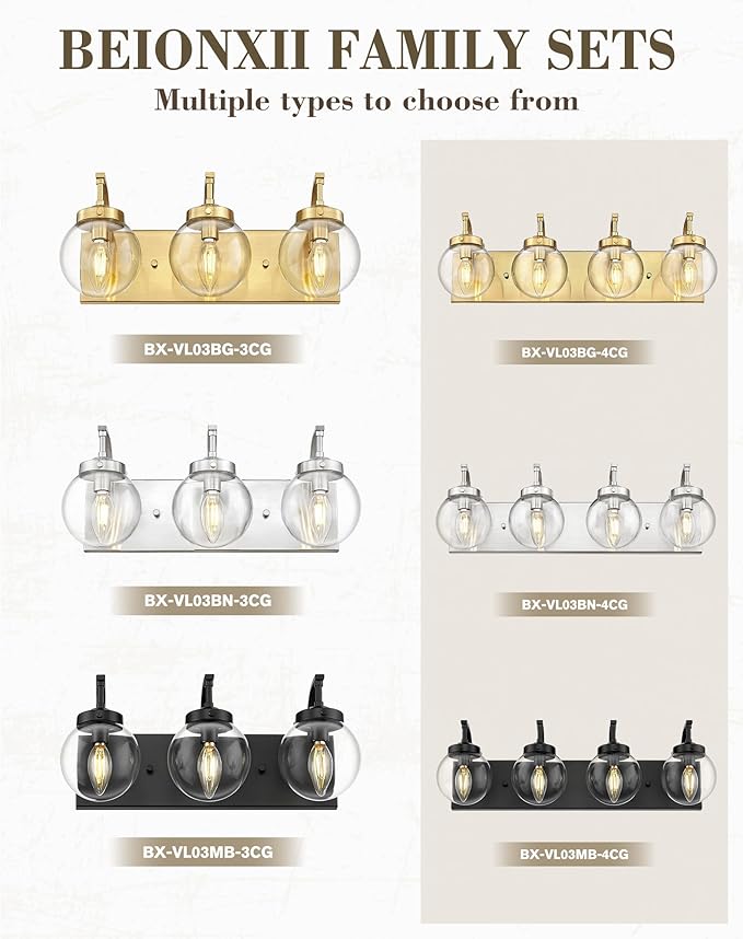 Beionxii Bathroom Vanity Light, 3-Light Brushed Gold Bathroom Light Fixtures - Image 9