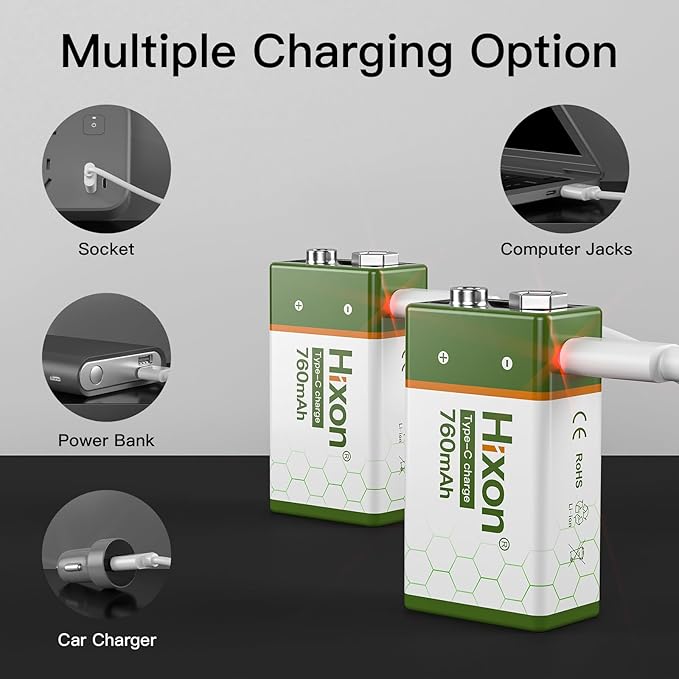 Hixon USB 9V Rechargeable Lithium Batteries - Image 8