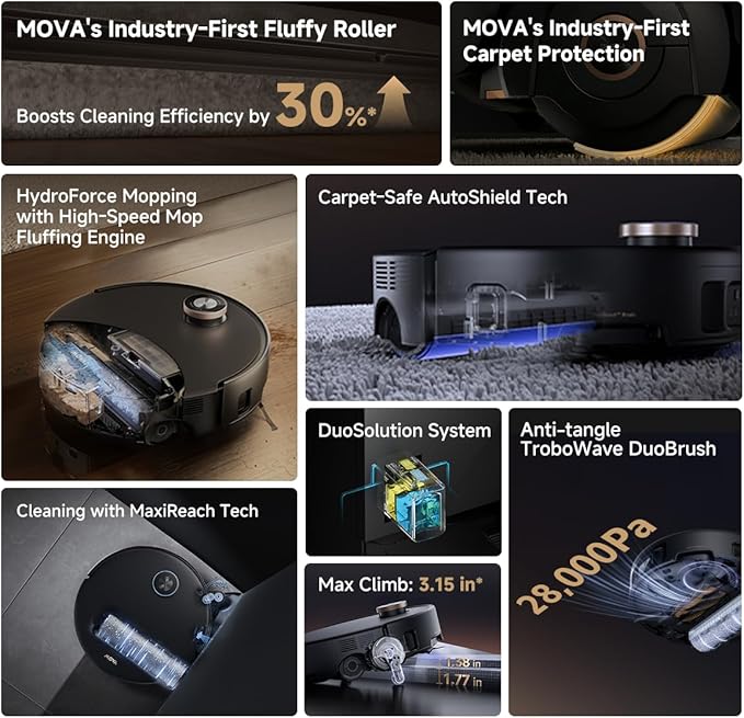 Mova Z60 Ultra Roller Complete Robot Vacuum and Mop, 000Pa Suction, 3.14in - Image 10