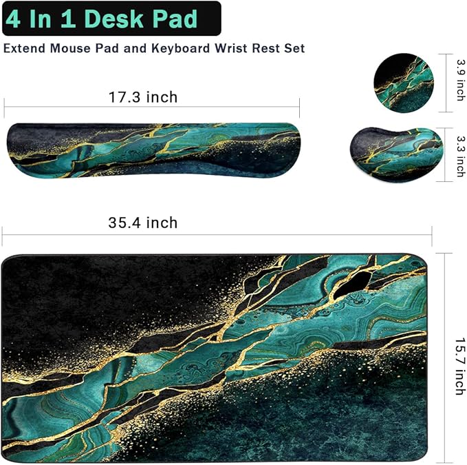 Keyboard Mouse Pad Set, Extended Mouse Pad+Keyboard Wrist Rest Support - Image 3