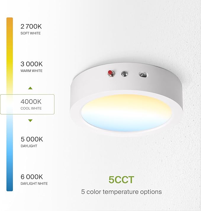 ASD LED 7" Round Flush Mount Ceiling Light Fixture, Low Profile Surface - Image 5