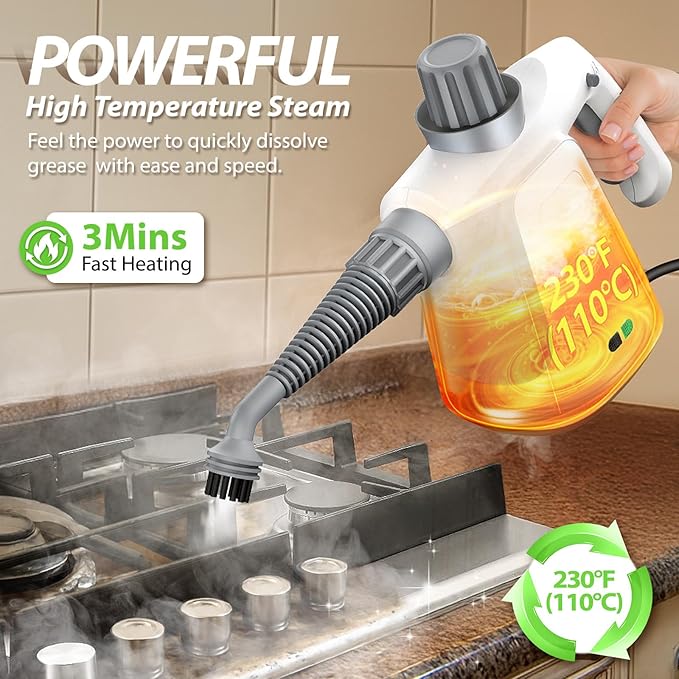 LaoTzi Steam Cleaner Handheld, 1300W High Pressure Natural Steamer - Image 3