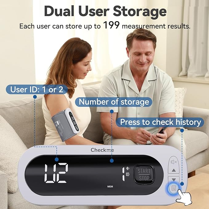 Checkme Rechargeable Blood Pressure Monitor, Automatic Upper Arm BP Machine - Image 3